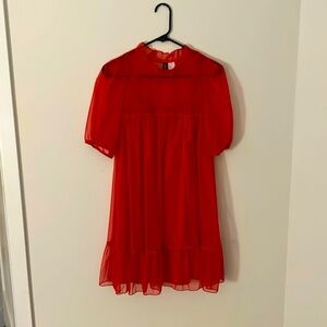 fun red tulle mini dress